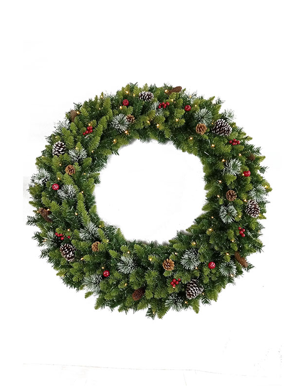Coroană de Crăciun cu decorațiuni bogate în conuri de pin-WD21120