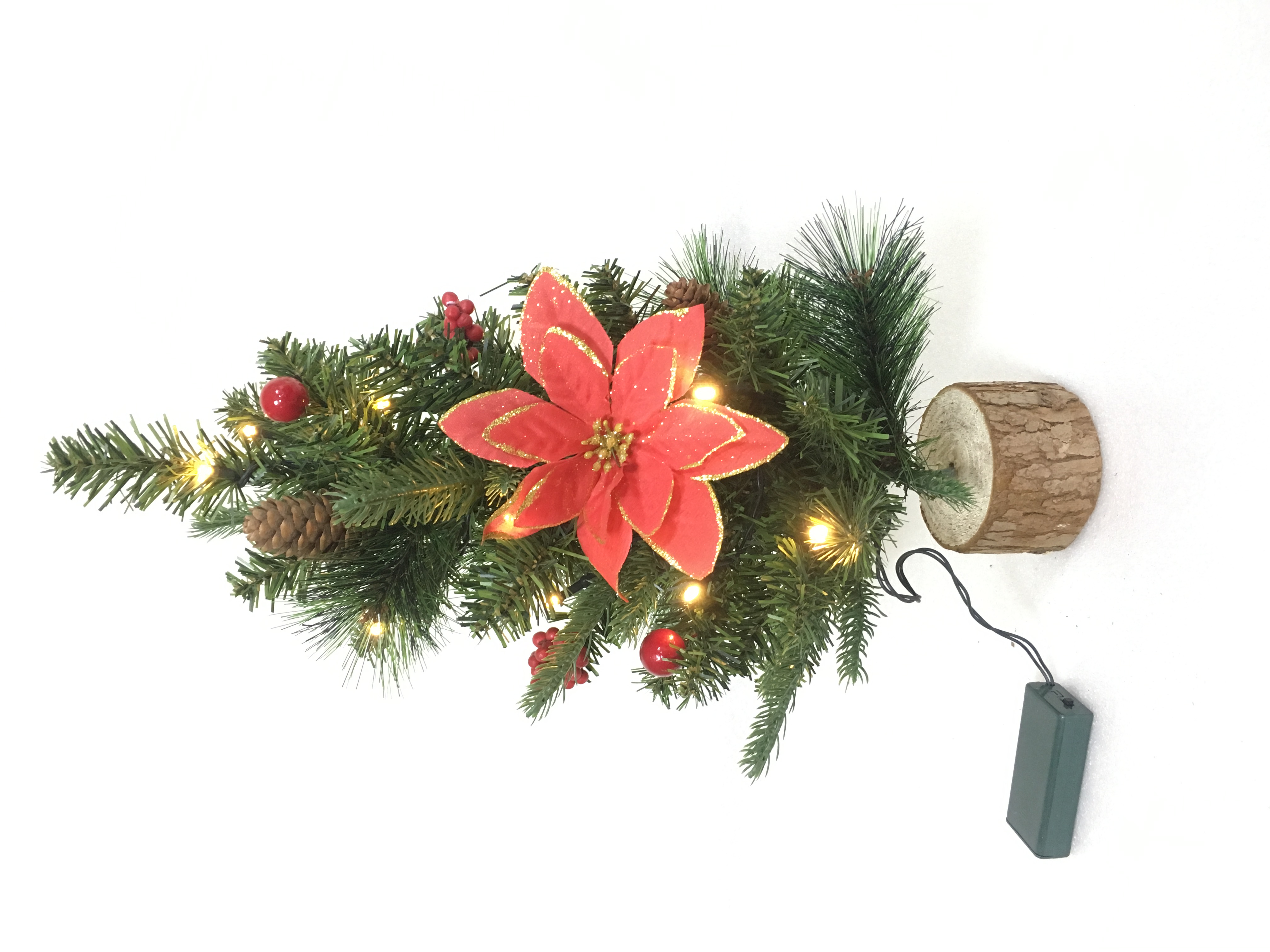 PVC PE Pin Pin Needle Series Brad de Craciun-40CM Cap Si Picioare Mici De Lemn Plus Decoratiuni